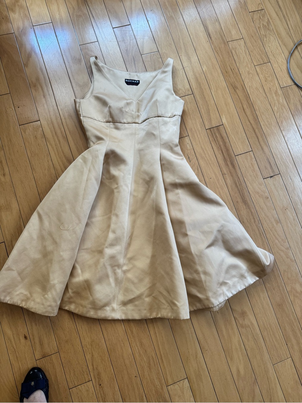 Rochas Cream Sleeveless Flared Mini Dress